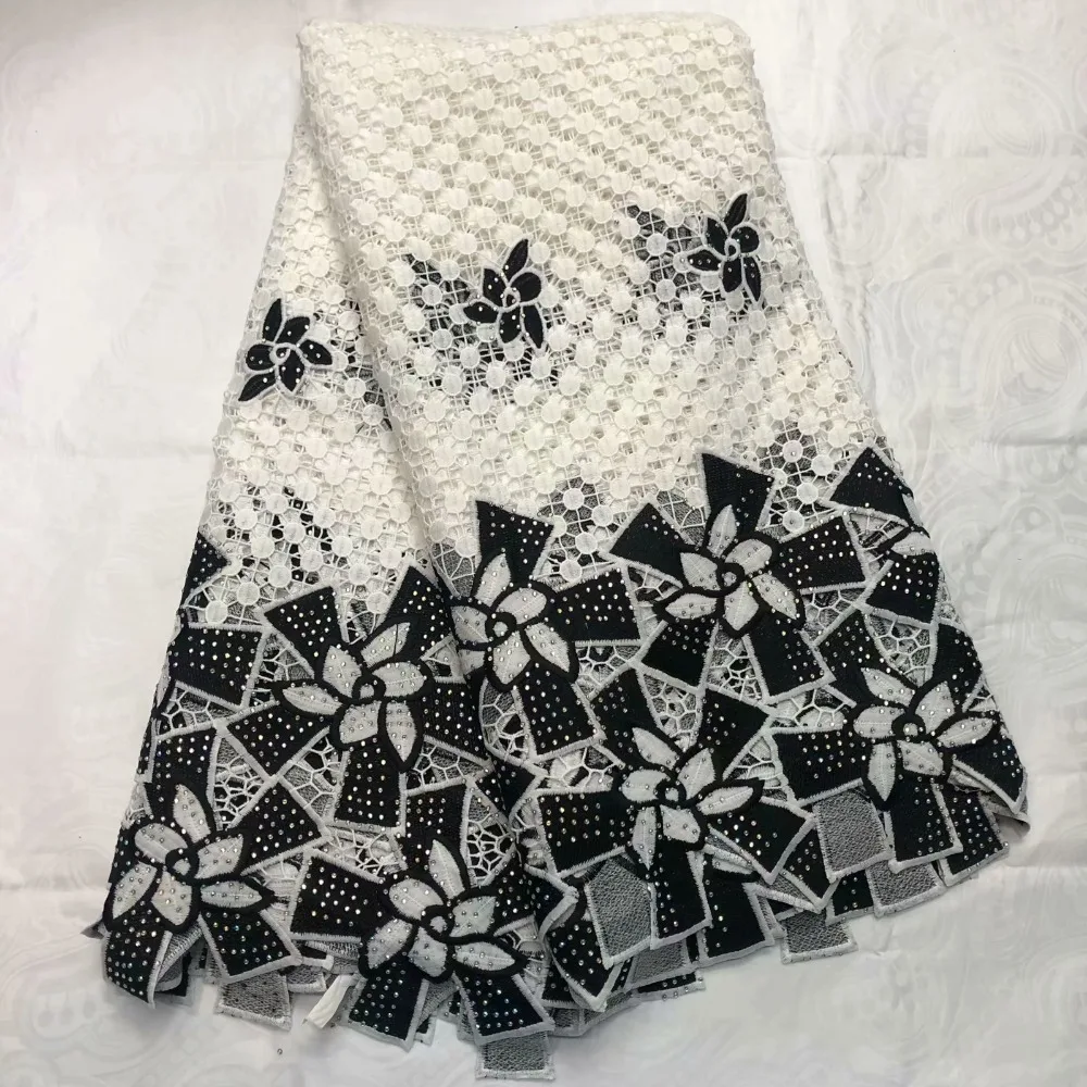 Модный гипюр кружевная ткань 2019 последние африканские шнур с камнями вышивка