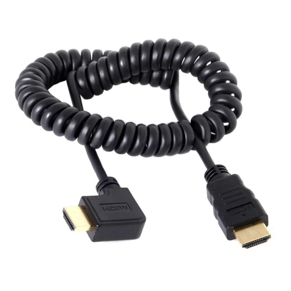 BAAQII 90 градусный Угловой HDMI штекер к Мужской растягивающийся пружинный кабель