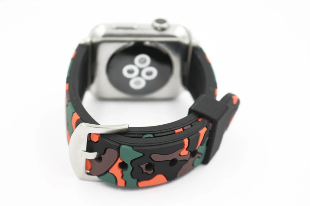 Спортивный ремешок URVOI для apple watch series 5 4 3 2 1, ремешок для iWatch камуфляжного цвета, мягкий силиконовый сменный Камуфляжный адаптер