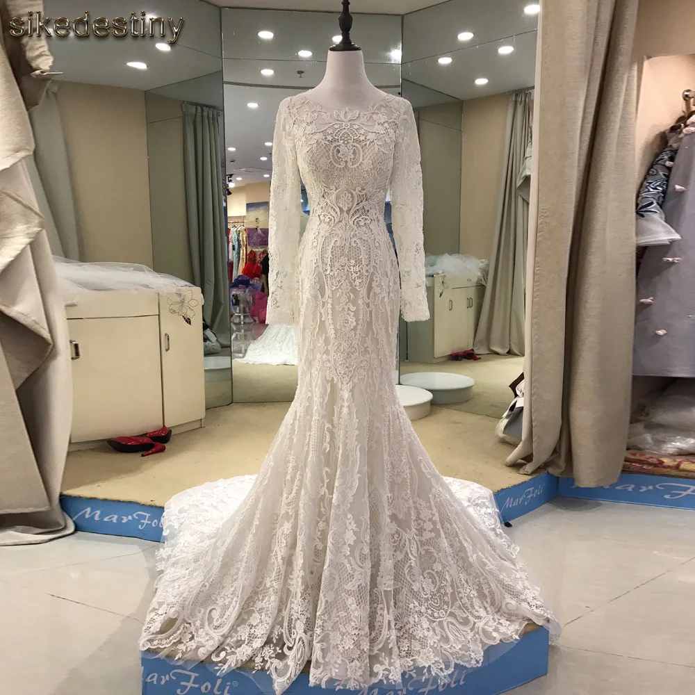 Свадебное платье русалки 2019 изысканное кружевное свадебное без черного цвета с