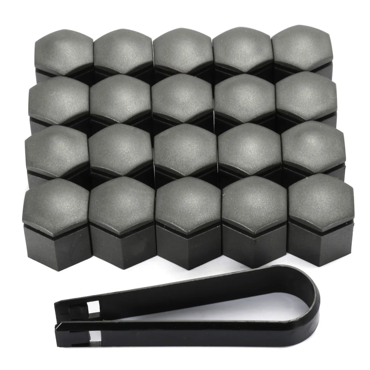 20pcs 19mm Wheel Nut Bolt Head Cover Cap Tire Wheel Screw Bolts Covers Caps Car Styling Protector For Vauxhall Opel Romove Tool - Color Name: Gray
