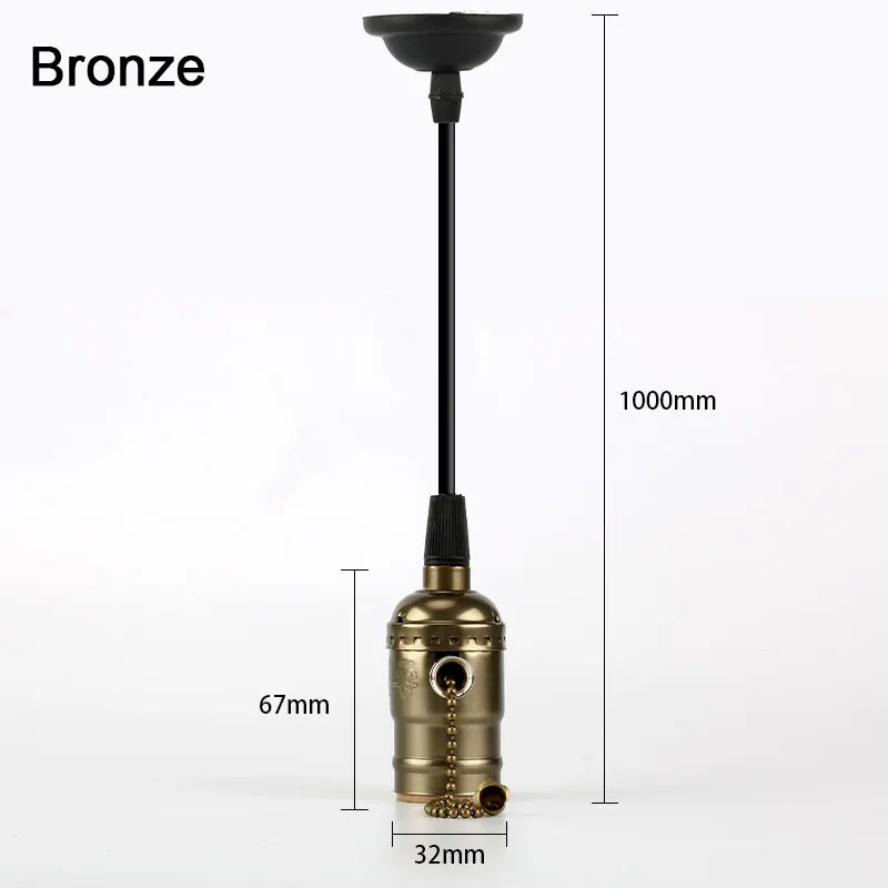 Zipper Bronze Gitex Цоколи E27 Ретро Винтаж Эдисон лампы держатель застежки-молнии/включение/выключение светильника розетка промышленная лампа Подвески лампа на веревке базы - Цвет: Zipper Bronze