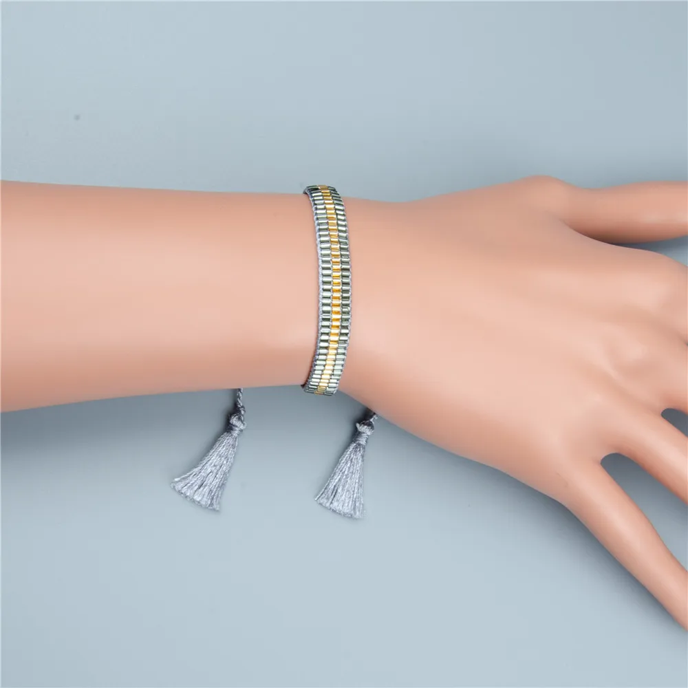 Go2boho MIYUKI Браслет-манжета серебряные браслеты женские ювелирные изделия Золотой Bileklik браслет дружбы кисточкой ручной работы модный подарок
