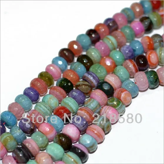 

H-ARB02 5 Strands/lot 15.5 inch Faceted Rondelle Fire Agat Beads Colorful Candy Color Round-Brilliant Shape Beads 8mmx12mm