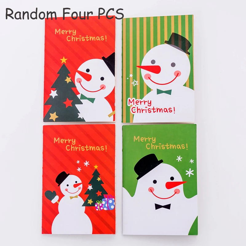 Snowman EZONE 4 шт. Рождественский блокнот напечатанный Kawaii Санта Клаус/Снеговик/Лось миниатюрный блокнот путешественник ежедневник Рождественский подарок поставка - Цвет: Snowman