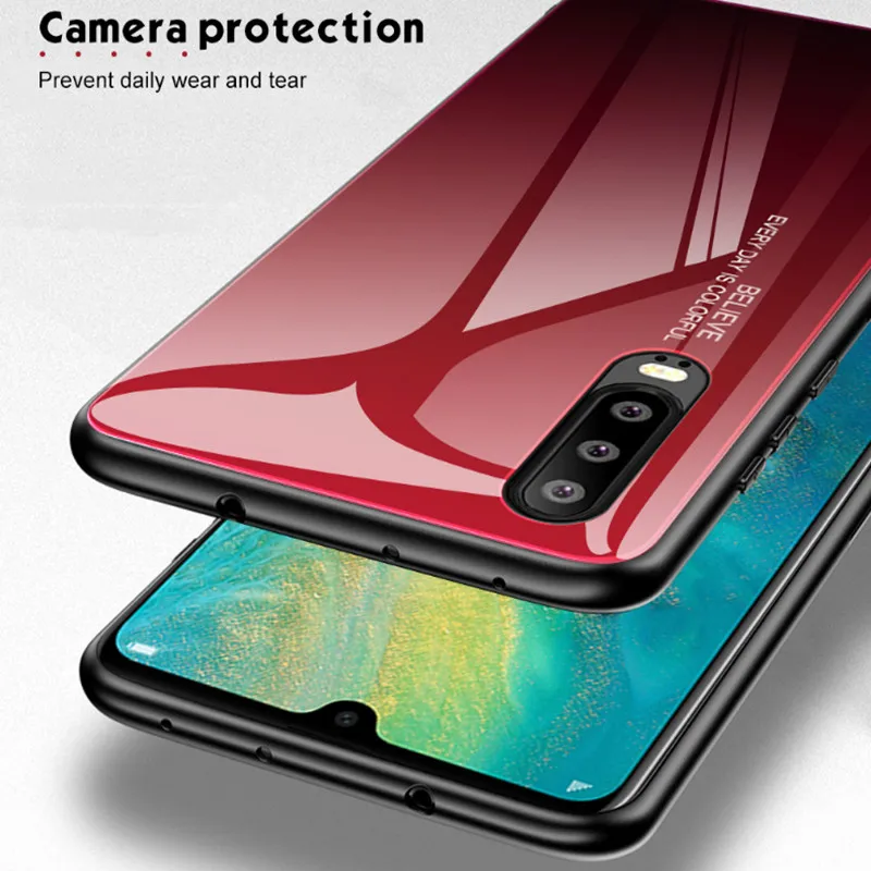 Градиентный чехол из закаленного стекла для телефона huawei Honor 8X mate 20 Pro mate 10 P20 Lite P Smart Plus Nova 3i 3 4 P30