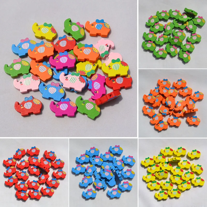 40 шт./лот детские ювелирные изделия Мультяшные деревянные бусины с принтом