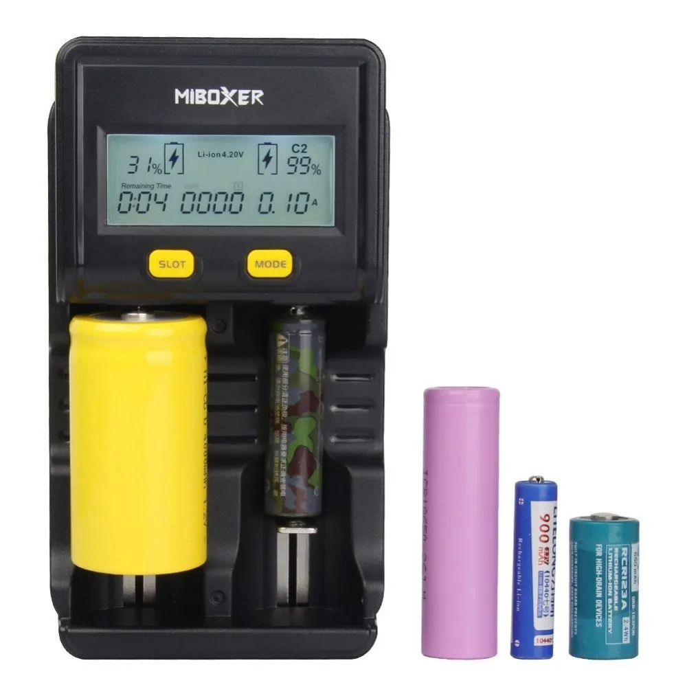 Зарядное устройство 18650 Miboxer 8 слотов 4 слота ЖК-дисплей 1.5A для Li-Ion LiFePO4 Ni-MH Ni-Cd AA 21700 20700 26650 18350 17670