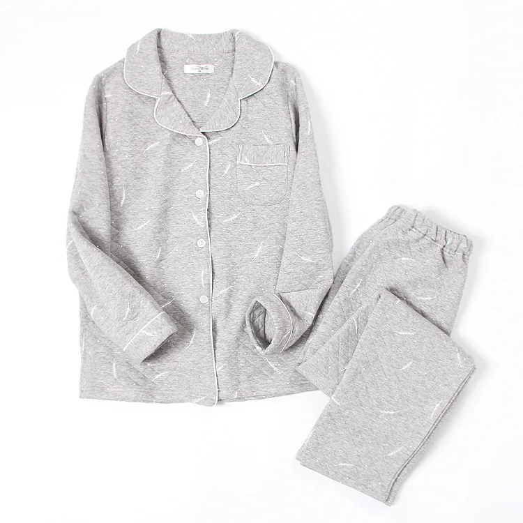 JH TZ women ym grey Женские пижамы из хлопка с длинным рукавом, повседневные зимние пижамы, Распродажа женских пижам - Цвет: JH TZ women ym grey