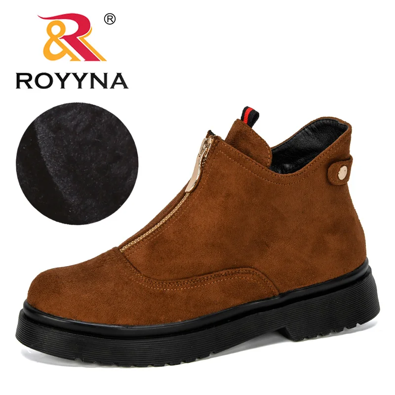 ROYYNA 2019 New Designer Popular Women Winter Boots Classic Zipper Snow Ankle Flock Warm Plush Outdoor Shoes Trendy | Обувь