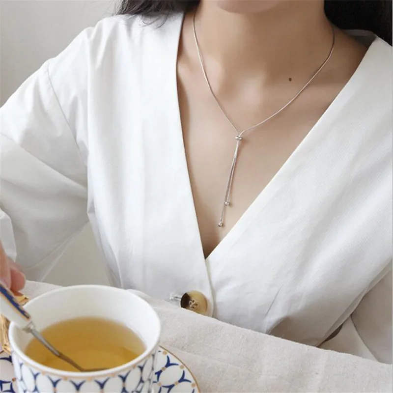 Корейская мода стерлингового серебра 100% S925 ювелирные изделия короткая