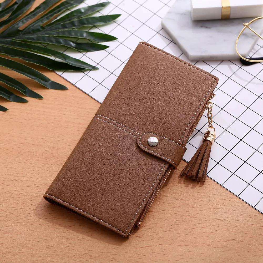 Naivety Long Wallet Female Women Simple Tassel PU Zipper&ampHasp Coin Purse Cash Card Holders Solid Handbag 2020 Fashion 10Jul 5 | Багаж и
