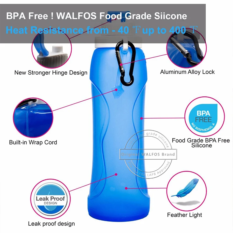 WALFOS Leak-Proof Seal Large Capacity Nozzle Sport Bicycle Plastic Tritan Water Bottles With Cover Lip Filter BPA free | Дом и сад