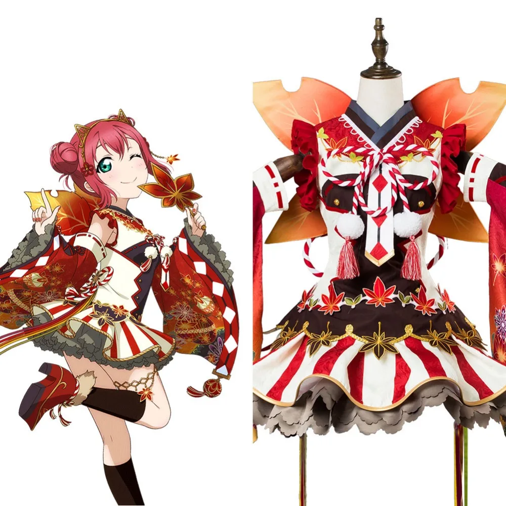 Ruby Kurosawa Косплей Костюм LoveLive!Sunshine Aqours Maple Leafs Ver Red комплект кимоно косплей Хэллоуин
