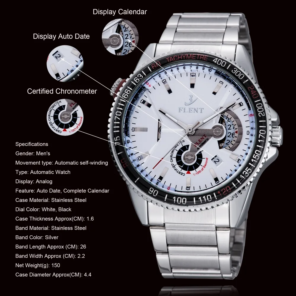 Мужские автоматические аналоговые наручные часы с календарем и автоподзаводом