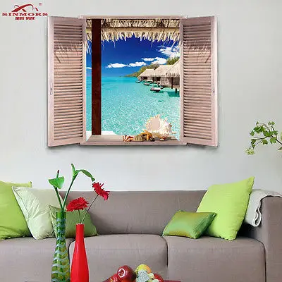 Модные Мальдивы океан пляжная волна настенная художественная наклейка роспись