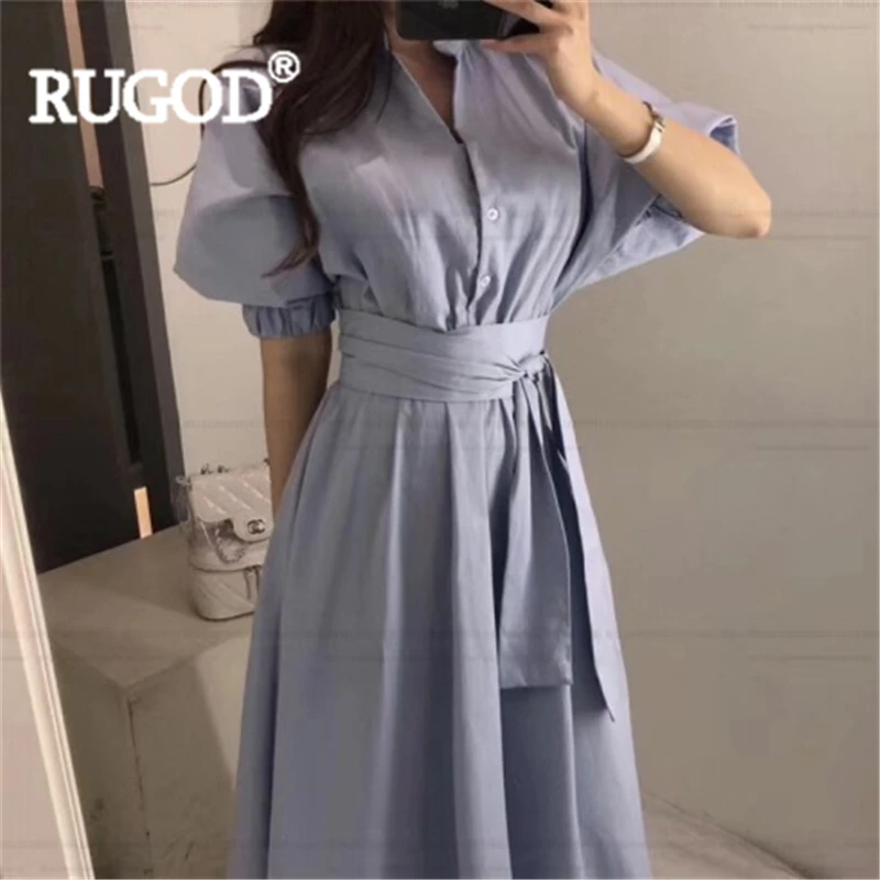 Женское однотонное платье RUGOD винтажное облегающее длинное с отложным