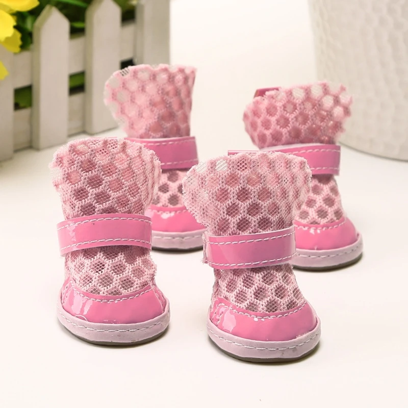 4 шт. Нескользящие сандалии для домашних животных из сетчатого дышащего