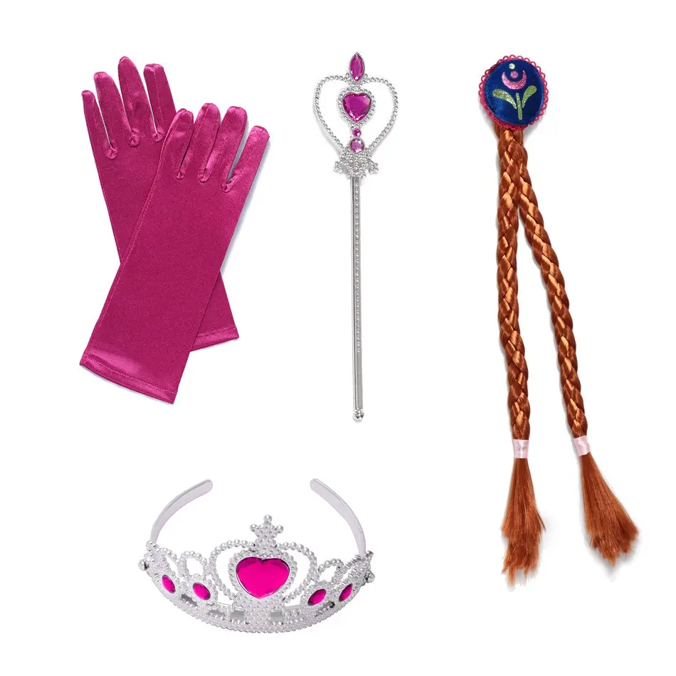 4Pcs Accessory Kit-4 PaMaBa/Классические платья принцессы Анны для девочек; детский подарок на день рождения; костюм Анны; карнавальный костюм Анны на Хэллоуин - Цвет: 4Pcs Accessory Kit-4