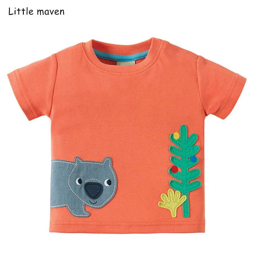 Детская одежда Little maven летняя хлопковая футболка с короткими рукавами и