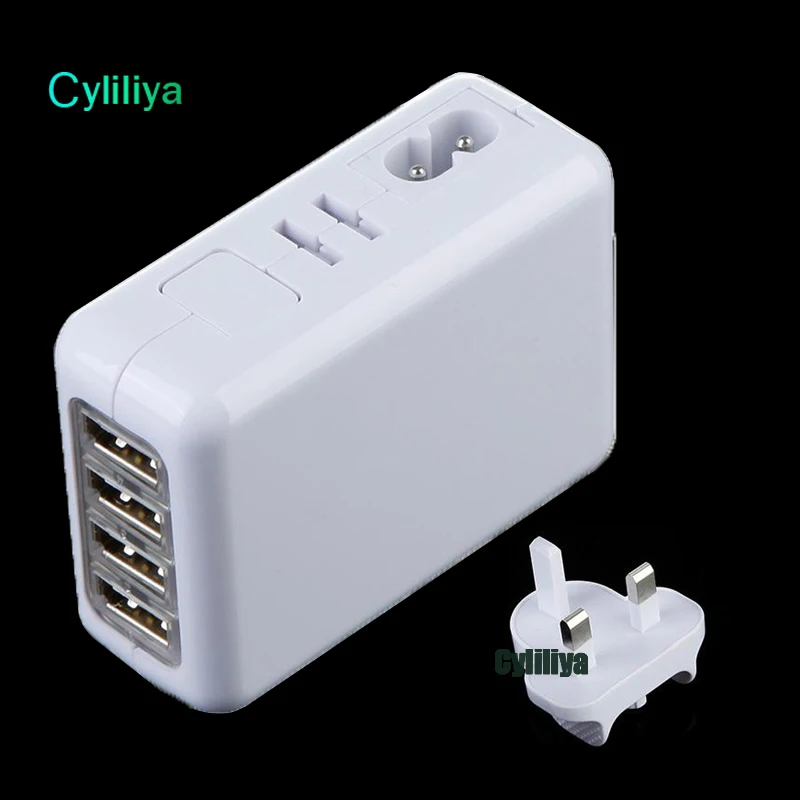 EU AU US UK вилка 4 порта USB настенное зарядное устройство 2.1A 10 Вт портативное для