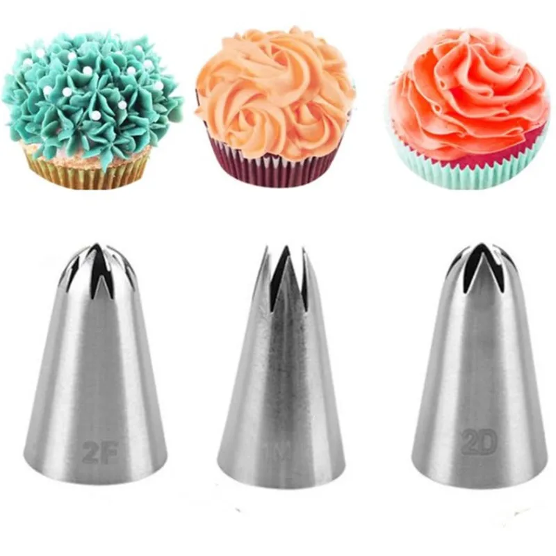 3pcs/set Big Size Cream Cake Icing Piping Russian Nozzles Pastry Tips Stainless Steel Fondant Decorating Tools | Дом и сад