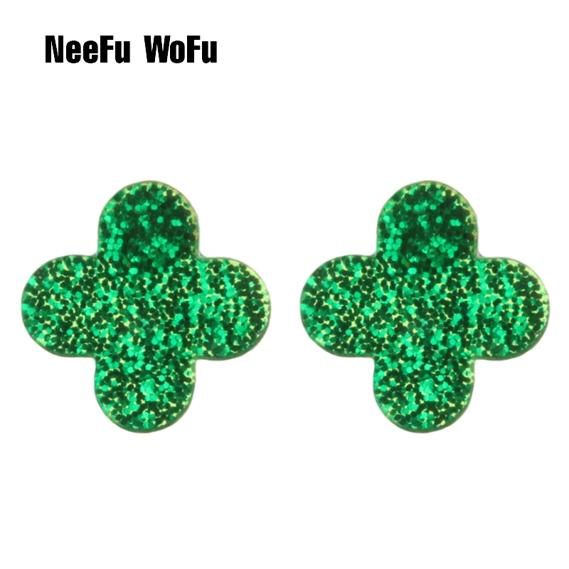 Висячие серьги NeeFu WoFu из смолы с клевером большие брендовые аксессуары подарок