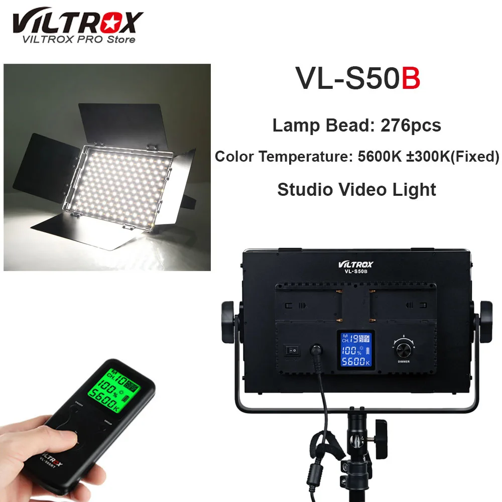 Viltrox VL-S50B 276 Светодиодная панель для видеосъемки 50 Вт с регулируемой яркостью 5600K
