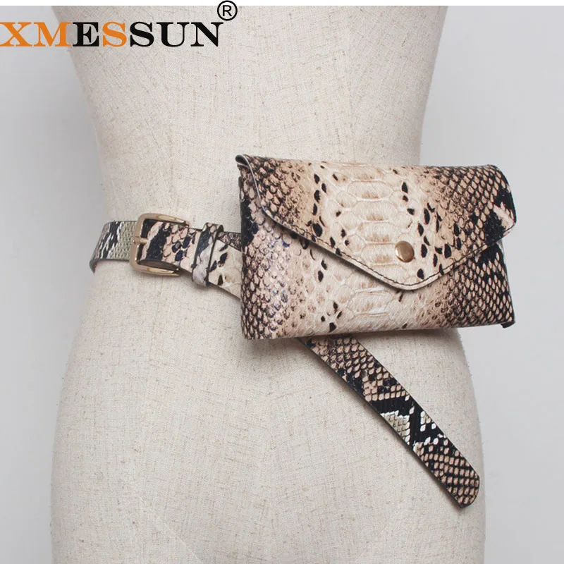 Поясная Сумка XMESSUN H23 женская из змеиной кожи винтажный Забавный кошелек на пояс