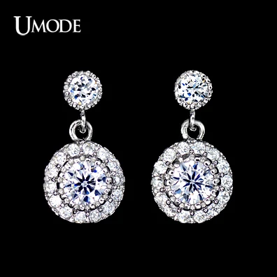 

UMODE New Rhodium Color Stud Earrings with Top Quality Cubic Zirconia Women Earrings Free Drop Shipping UE0097