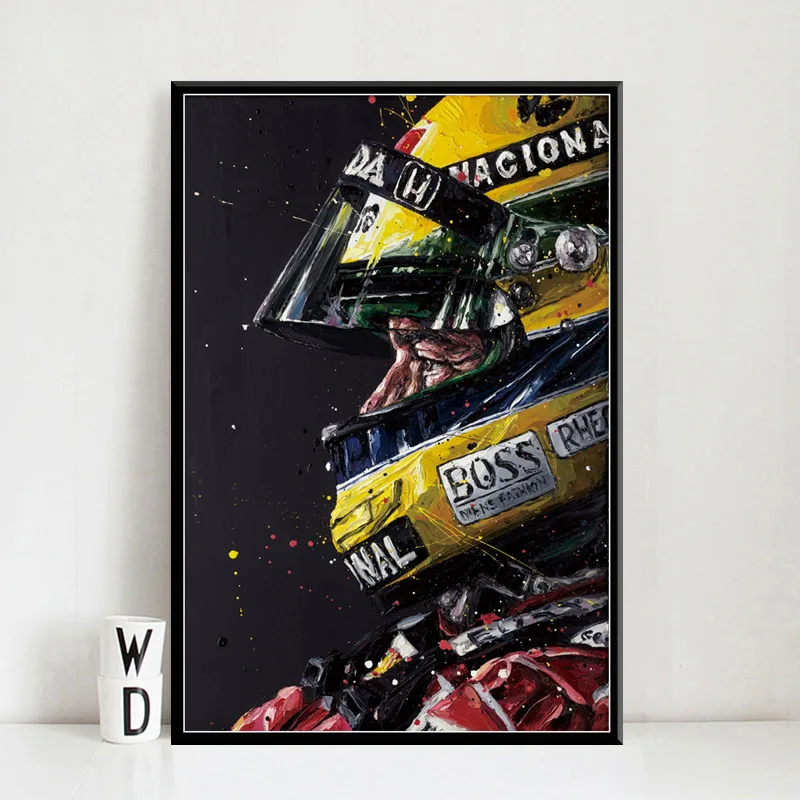 P726 картина маслом Ayrton Senna Sport F1 Racing Star Champion художественная живопись Шелковый Холст