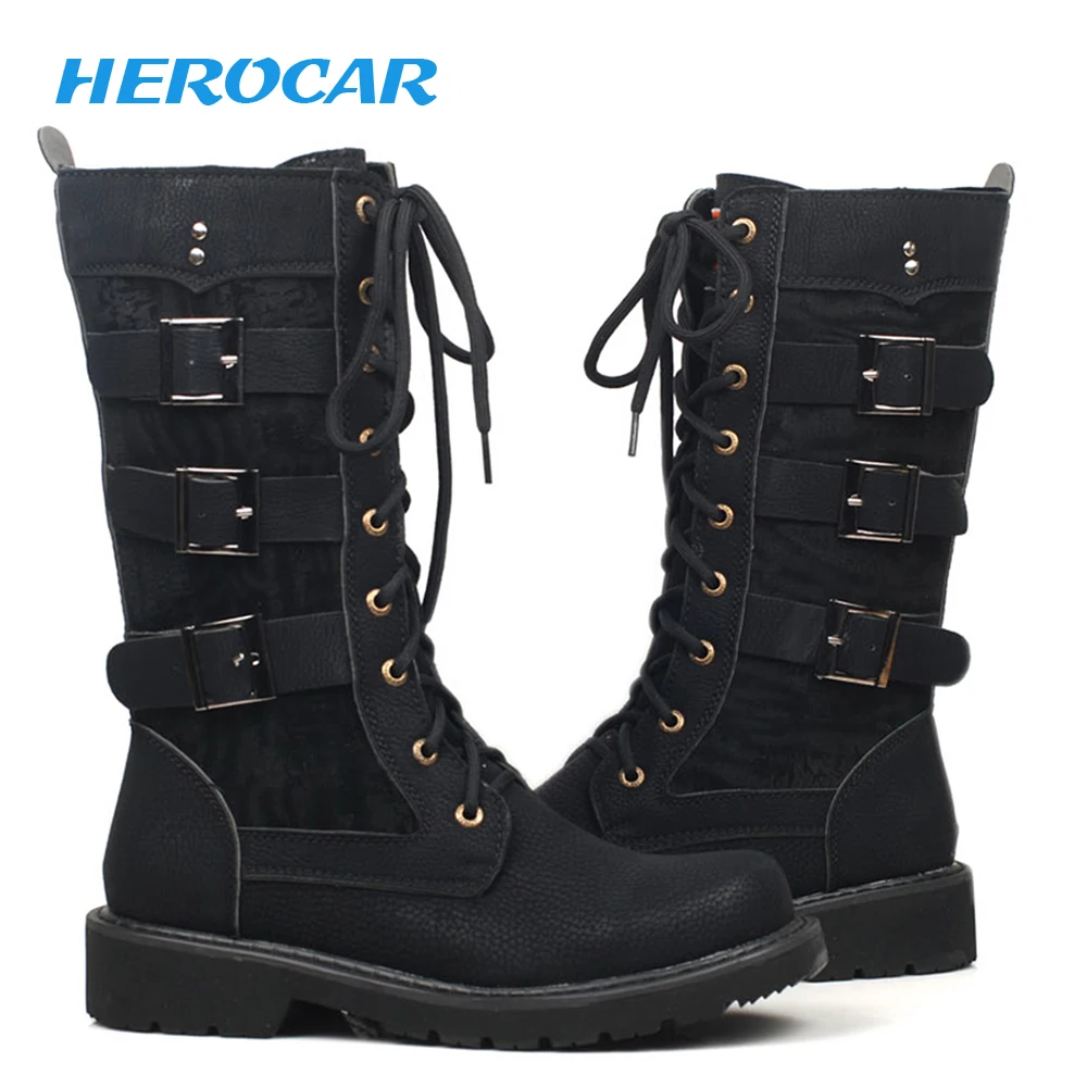 Motorcycle Boots Men motocross boots motorbike Moto Boots Retro Artificial Leather Punk Martin Shoes biker Protective Gear 37-45