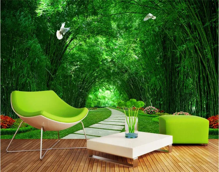 Papel де parede 3D обои для стен 3 d ТВ фон большой постер бамбуковый лес парк тени