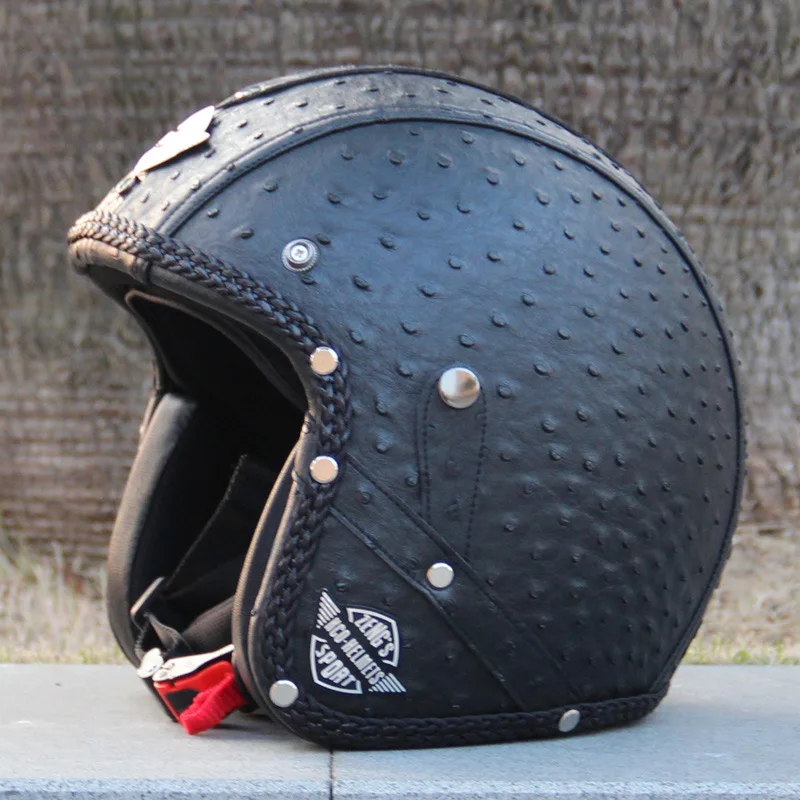 

Винтажный мотоциклетный шлем из искусственной кожи, мотоциклетный шлем davidson, одобренный DOT, ретро-шлемы ручной работы с открытым лицом