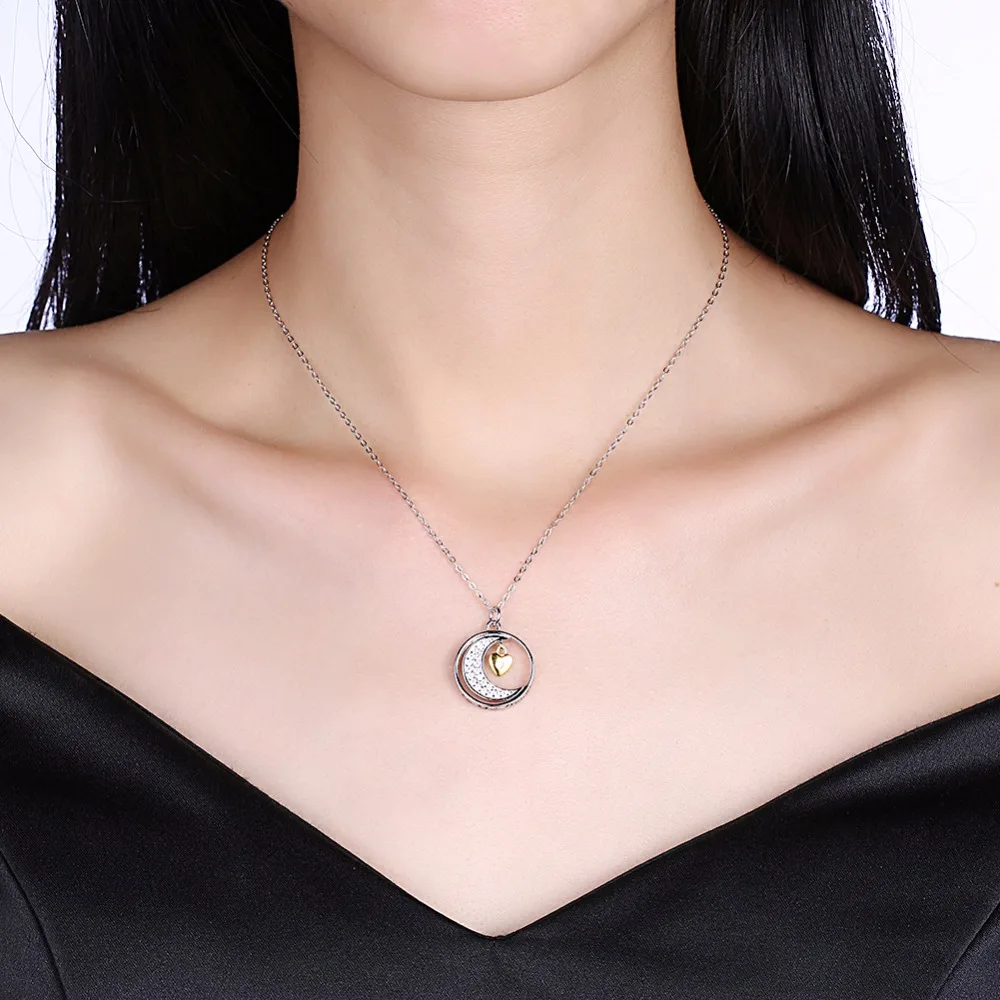 Ожерелье из стерлингового серебра 925 пробы с изображением луны и звезд
