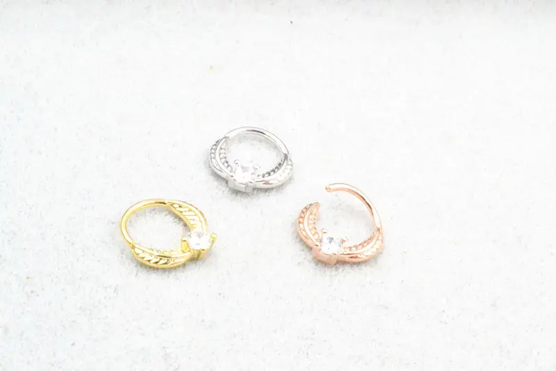 Кольцо для пирсинга носа с фианитом 18 г украшение ушей козелка и завитка ушной