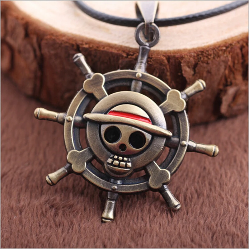 

Hot sale Anime One Piece Luffy Skull Pendant Necklace Hot Rope Chain Necklace Pendant Famous Anime Jewelry Gift Dropshipping