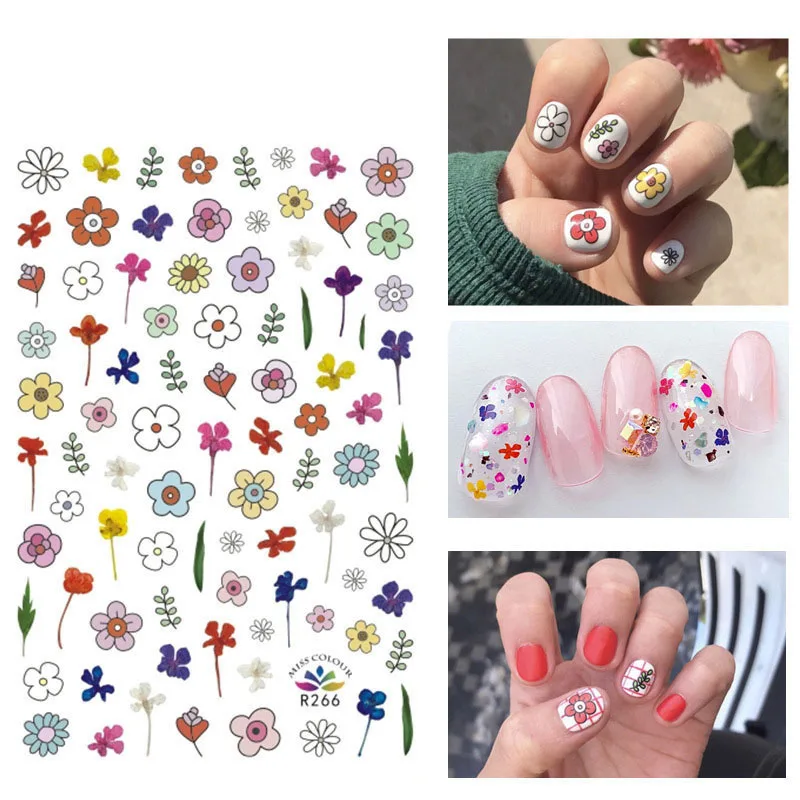 11 Sheets Nail Art Stickers 3D Summer Stickers Flower Fruit Plant Cartoon Dog Nail Decals for Women Kids Manicure DIY Nail Salon