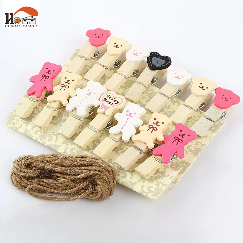 10 шт. мини маленький медведь деревянный зажим фото бумага ремесло зажимы сделай