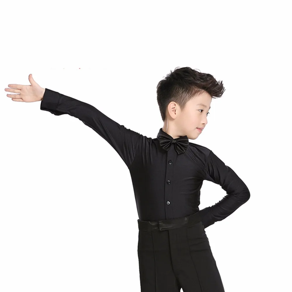 

Popular Latin Dancing Shirt For Children Black/White Long Sleeve Tops Wears School Boy Chorus Kid Ballroom Dance Habiliment 1808