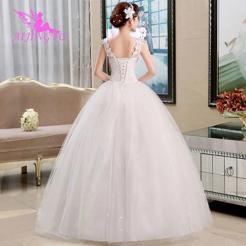 AIJINGYU 2021 V-neck Customized new hot selling cheap ball gown lace up back formal bride dresses wedding dress WU239 | Свадьбы и