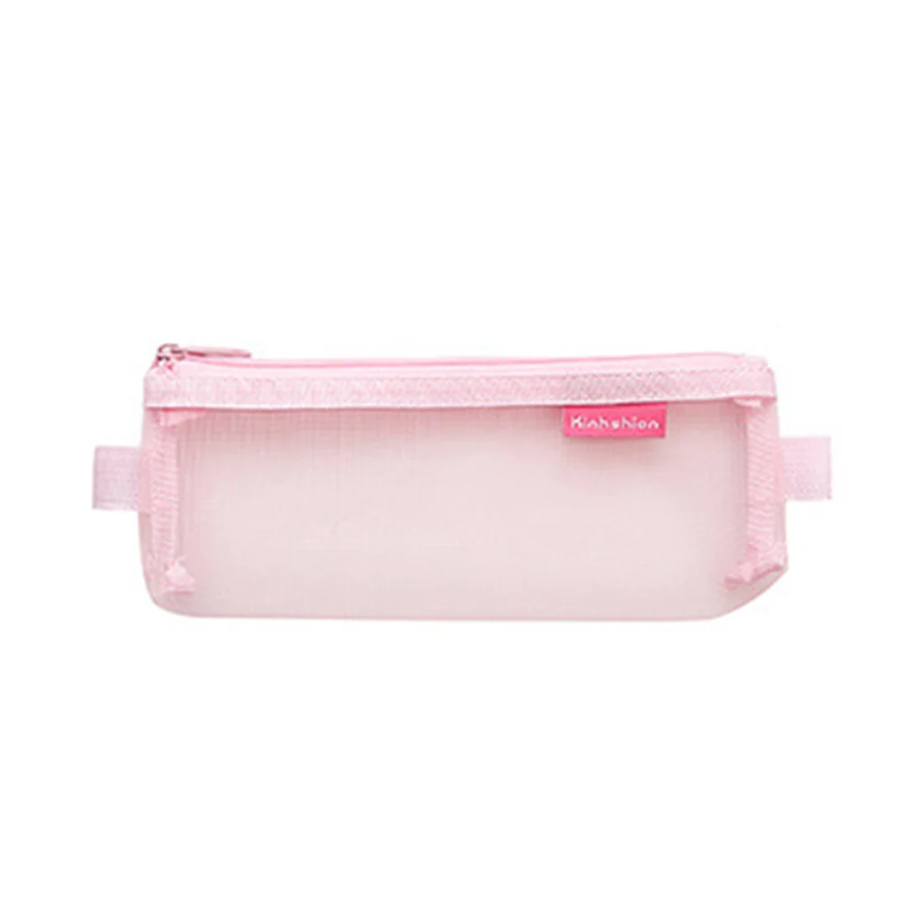 pink S Новая прозрачная сумка на молнии, сумка для ручек, сумка для карандашей, чехол для хранения кистей, сумка для девочек, корейский студенческий канцелярский товар, школьные принадлежности - Цвет: pink S