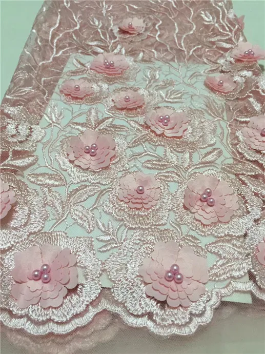 

3D Applique African Lace Fabric, Beautiful Wine Embroidered Tulle Lace Fabric, Handmade Beaded Heavy Lace (CD-18-3