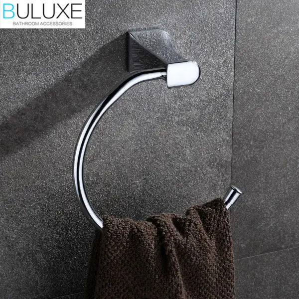 

BULUXE Brass Bathroom Accessories Towel Rack Holder Ring Chrome Finished Wall Mounted Bath Acessorios de banheiro HP7721