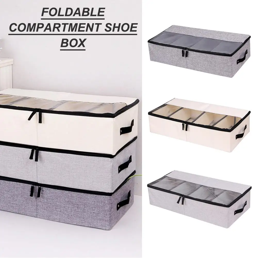 Складная коробка для хранения обуви из плотной ткани прозрачная