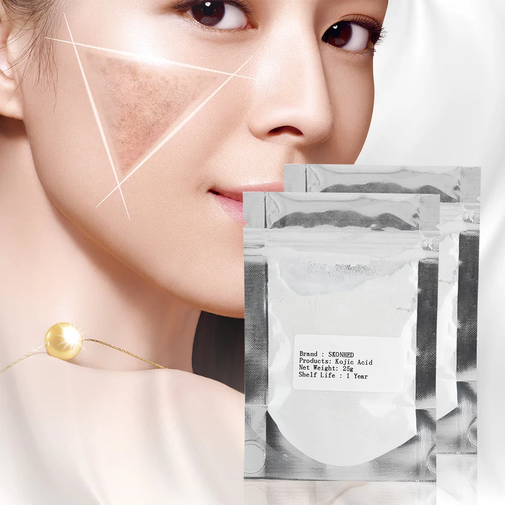 25 г настоящий чистый 99% порошок Kojic кислоты отбеливание кожи осветляющие лосьоны