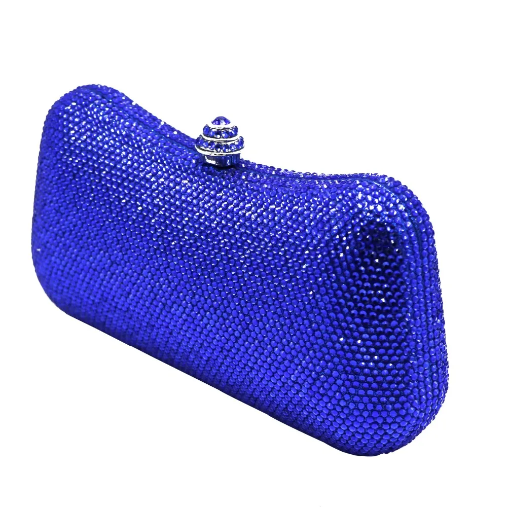 Роскошный ярко синий Жесткий Чехол клатч вечерняя сумка с кристаллами для женщин