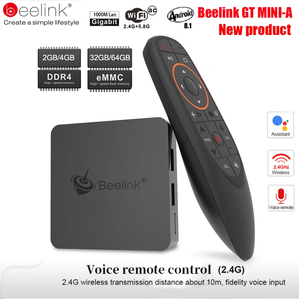 Beelink GT Mini-Smart TV Box Android 8 1 Amlogic S905X2 2 4G голосовой пульт Netflix 4K HDMI 5 8G WiFi 1000 Мбит/с