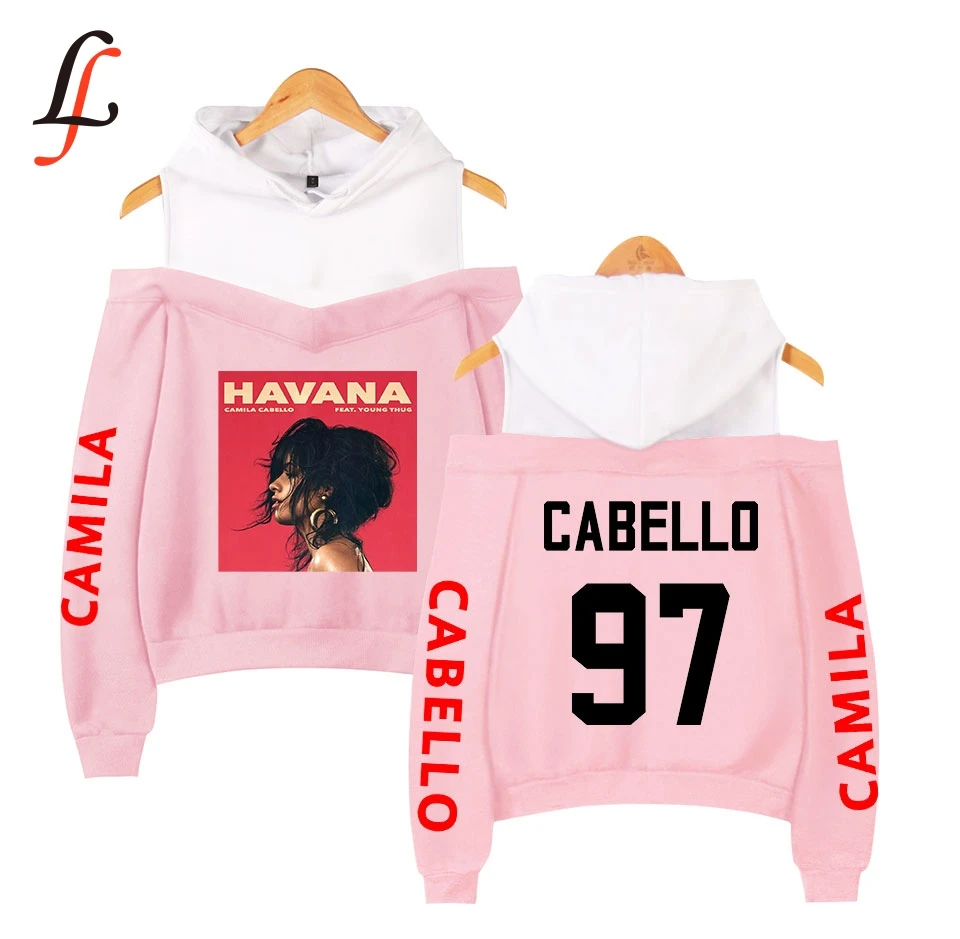 Женская толстовка с капюшоном на плече cabello camila Повседневная Уличная Толстовка