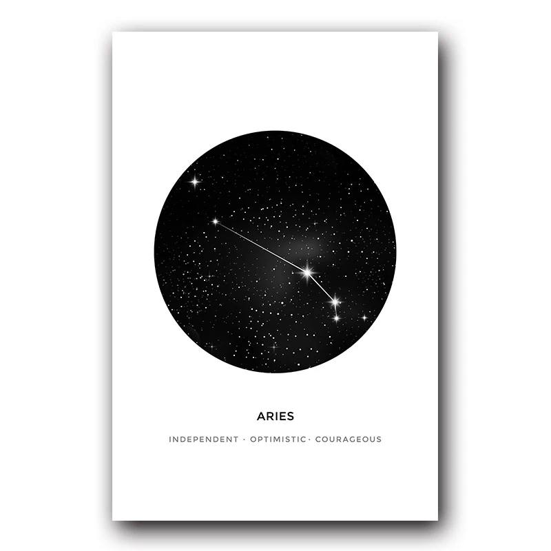 Nordic простой двенадцать созвездий черно-белая картина с абстрактным изображением плакат холст картины Гостиная украшения дома A2 A3 - Цвет: BA139-2